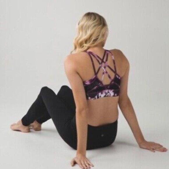 [Lululemon] Strap It Like It's Hot Blooming Pixie Raspberry/Black Sports Bra 6 - Picture 2 of 11